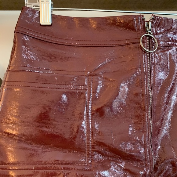 Maroon Faux Leather Skirt - Picture 2 of 4